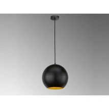 Pendelleuchte mylon Kugel 1 flammig Schwarz, Lampenschirm innen Gold, ø 30cm