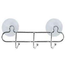 Hooky Hook 3 – Patère en acier chromé – 21 cm x 5 cm x 7 cm – Fixation avec ventouses