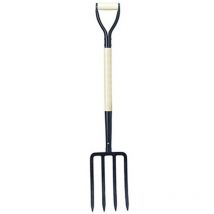 Grabegabel mit 4 flachen Zinken – Ringgriff – Robustes Design für Gartenarbeit – Ideal für Bodenvorbereitung und Bepflanzung