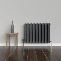 Lux Heat - Horizontal 3 Column Radiator - Anthracite Grey - 600mm x 785mm