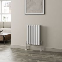 Duratherm - White Oval Column Designer Radiator Vertical Horizontal 600 x 420mm Double Panel