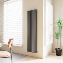Vertical Radiator Oval Column Designer Central Heating Tall Rad 1800x472mm Double Anthracite - Anthracite
