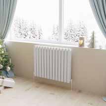 Acezanble - Horizontal Radiator Oval Column Designer Central Heating Rad 600x767mm Double White - White