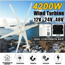 Kingso - horizontale Windkraftanlage für den Wohnbereich 800W 6 Nylonfaserflügel neu (weiß, 24V ohne Controller) Hasaki
