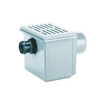 Ferrari Srl - Horizontaler Keller-Siphon DN110, Zulauf DN75, 170x240mm/155x225mm, Schmutzfangkorb