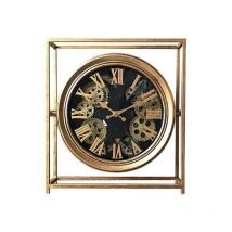 Emde - Horloge à mécanisme encadrée métal doré 38x11x42cm