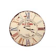Horloge Ancienne Métal Old Town Clocks 58cm - Blanc - Décoration d'Autrefois