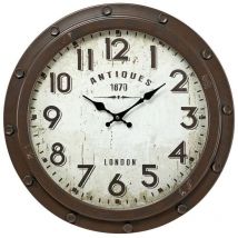 Emotion - Horloge Murale Marron 47 cm – Horloge Old-school Marron – Horloge Silencieuse 47 cm – Horloge Antique – Marque Française