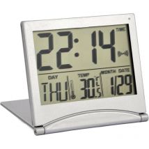 Horloge de Bureau Argent – ​​Écran LCD Numérique – Fonction Alarme et Snooze