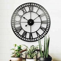 Horloge De Jardin Résistante Aux Intempéries - Rétro - Chiffres Romains - Vintage - Simple - Art En Fer - Horloge D'Extérieur - Fonctionnement À Piles