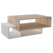 Homemania - Table Basse Gemini, Panneau Aggloméré Mélaminé, Blanc, Sonoma, 100x60x35 cm