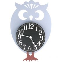Horloge en bois hibou avec pendule blanc cm31x23,5x6