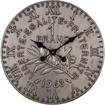 Horloge en fer pièce de monnaie 60 cm 1 franc - Argent