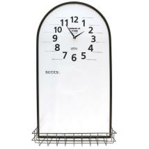 Horloge en métal avec étagère et tableau noir cm38x71x2-14