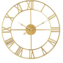 Sinbinta - Horloge Murale Silencieuse, Chiffres Romains Modernes Grandes Horloge Murale, silencieuse en métal Rond sans tic-tac pour Salon, Cuisine,