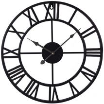 Sinbinta - Horloge Murale Silencieuse, Chiffres Romains Modernes Grandes Horloge Murale, silencieuse en métal Rond sans tic-tac pour Salon, Cuisine,