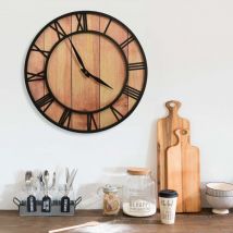Fimei Horloge murale 39 cm Marron et noir mdf et fer