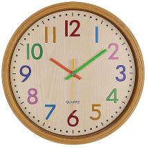 Fei Yu - Horloge murale à quartz silencieuse et sans tic-tac pour enfants, 12 pouces, décorative pour la maison, le bureau et l'intérieur