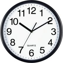 Horloge murale de 12 pouces, horloge murale ronde silencieuse et anti-tiques à quartz numérique 3D, noire
