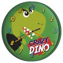 Horloge murale - dinosaure crazy dino - vert - 25 cm
