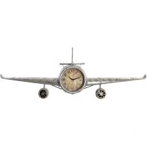 Dkd Home Decor - dt RE-154001 Horloge murale étagère en métal et verre, argent, 141 x 20 x 46,5 cm