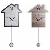Dkd Home Decor - Horloge murale dkd homedecor 32 x 5 x 56 cm natural white plastic house wood mdf (2 pièces)