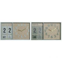 Dkd Home Decor - Horloge murale dkd homedecor green wood polypropylene plastic wood mdf tropical 40 x 5 x 24 cm (2 pcs.)