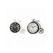 Horloge Murale DKD Home Decor 60 x 6 x 50 cm Verre Noir Bicyclette Blanc Fer Vintage (2 Unités)