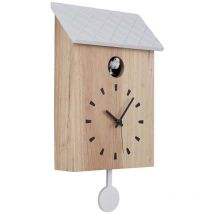 Globo Lighting - Horloge murale en bois, horloge à coucou, horloge à pendule, blanc naturel, LxH 22 x 38 cm