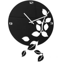 Horloge murale Feuilles Noir