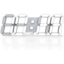 Horloge murale 3D led réveil numérique horloge de table télécommande gradation automatique salon silencieux lumière froide filaire électrique (blanc)