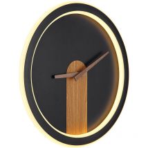 Globo - Horloge murale led aspect bois Applique murale avec horloge Horloge murale analogique avec éclairage, rétroéclairage, 20W 825Lm blanc chaud,
