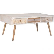 Dkd Home Decor - Table Café Sapin Coton 110X60X50 Blanc