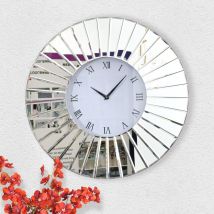 Shyfoy - Horloge Murale Miroir À Design Radial, Style Moderne Élégant Pour La Décoration Intérieure