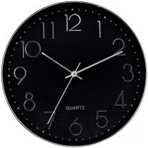 Horloge murale moderne avec cadran noir Ø30 cm O91