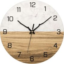 Svkbjroy - Horloge murale moderne en métal, 30 cm, grande horloge en bois de marbre, silencieuse, sans tic-tac pour salon, chambre, cuisine, maison,