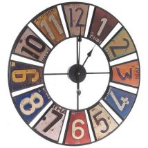 Horloge murale de multicolore rétro en métal (60 x 4,5 x 60 cm)