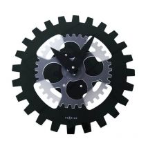 NeXtime 3241ZW Horloge à engrenages mobiles de Horloge murale, noir, 39 cm