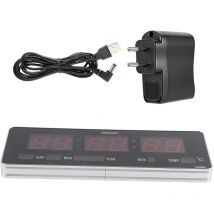 Eosnow Horloge de calendrier numérique led, horloge murale de température, prise ue 110-240V (calendrier température semaine)