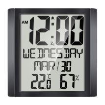 Decdeal - Horloge murale numérique avec température et humidité, grand écran de 8,6 pouces, heure/date/semaine, réveil et répétition °C/°F,