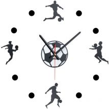 Relaxdays - Horloge murale pour les fans de football, à coller, diamètre ø 50-100 cm, chambre d'enfant, noir et blanc
