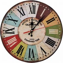 Horloge murale rétro européenne pastorale salon horloge murale décoration simple horloge murale en bois horloge murale à quartz