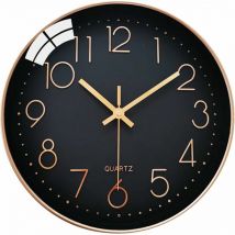 Tigrezy - Horloge Murale Silencieuse sans tic-tac, 30cm Chiffres Arabes Horloge Quartz Ronde Moderne Décorative, pour Salon Chambre Cuisine Bureau