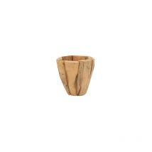 Lana Deco - Cache-pot bois en teck naturel D.35 cm