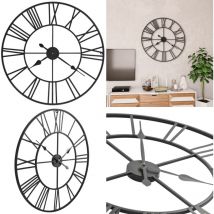 Horloge murale vintage avec mouvement à quartz Métal 80 cm xxl - horloge murale - horloges murales - Home & Living - Noir