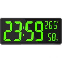 Ensoleille - Horloge numérique grand écran, grande horloge murale numérique avec température et humidité, horloge murale numérique avec chiffres led
