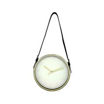 Horloge ronde à lanière blanc doré 30,5x30,5cm