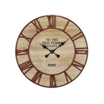Emde - Horloge ronde en bois et métal rouillé 70cm