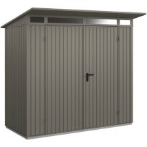 Hörmann - Metall-Gerätehaus Berry Classic mit Pultdach Typ 1, 248 x 153 cm, quarzgrau, 3,8 m², 2-flüglige Tür