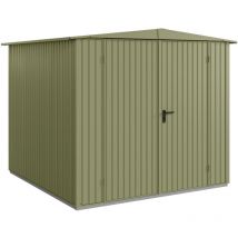 Hörmann - Metall-Gerätehaus Berry Classic mit Satteldach Typ 2, 259 x 248 cm, schilfgrün, 6,4 m², 2-flüglige Tür